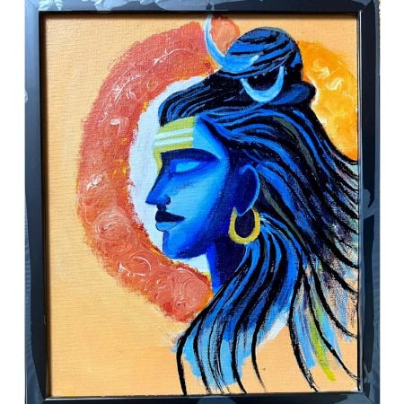 Handmade Lord Shiva Canvas Painting for Home Wall Decor